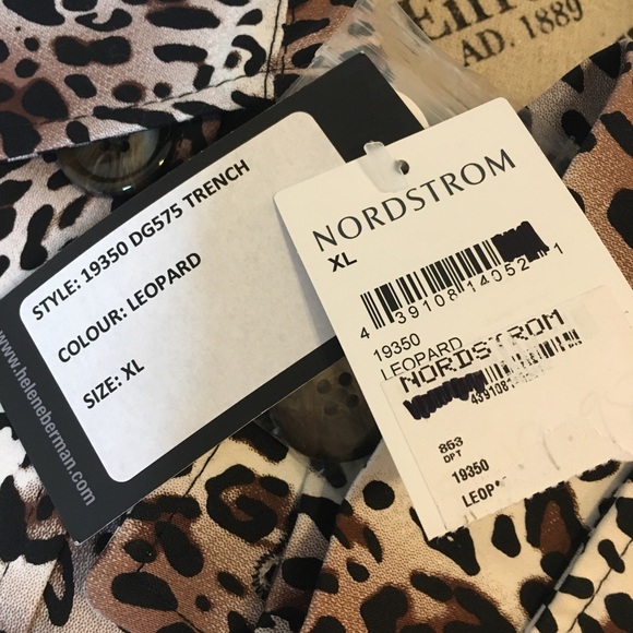 New HELENE BERMAN Leopard Double Breasted Trench Coat XL - Picture 10 of 12